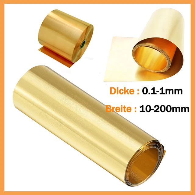 Piastra di ottone, lamiera di ottone, ottone 0,1-1 mm di spessore, larghezza 10-200 mm, pellicola di ottone