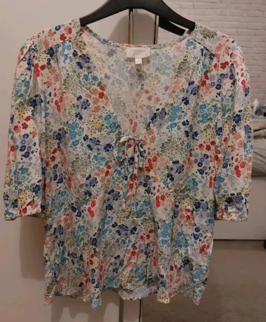 Girls Women Feather&Bone Floral V-neck Blouse Shirt Top New Size L 12/14