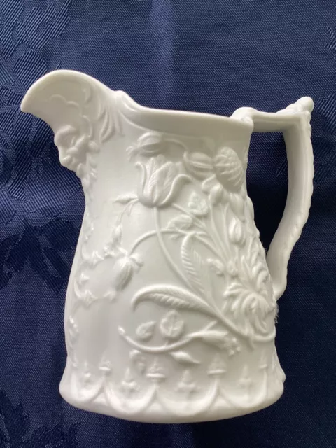 Portmerion Parian Ware Small Jug/ Creamer - Mask & Flowers design. VGC