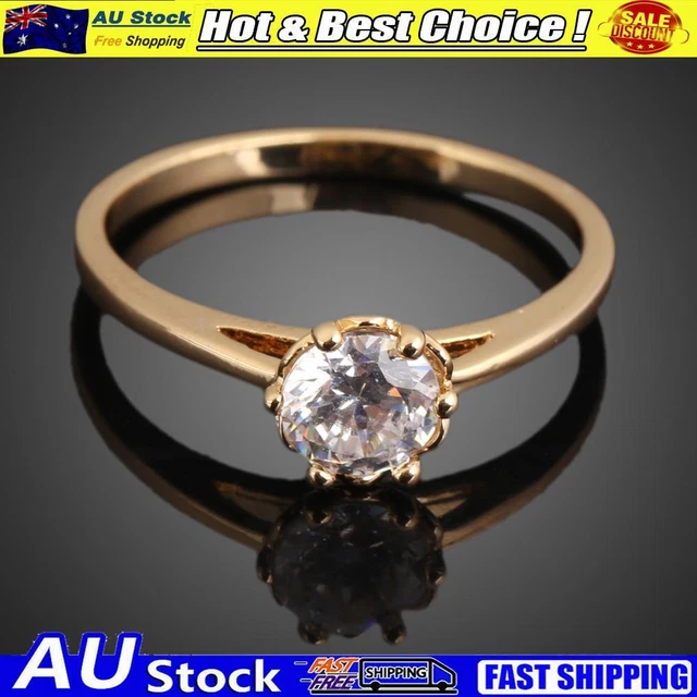 Gorgeous 17MM Love Wedding Ring Jewelry Copper Zircon 18K Gold Filled