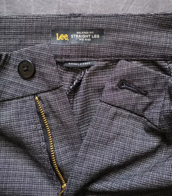 LEE RELAXED FIT Straight Leg Dress Pants Womens Size 8 31x31 Gray Plaid ...