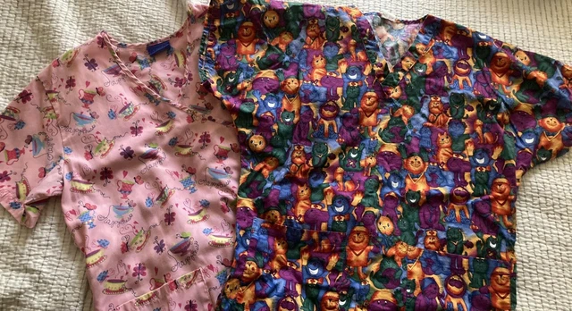 SCRUBS Medium Lot of Two, Happy Cats and Tropical Prints Lightweight