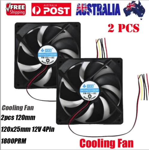 2pcs 120mm 120x25mm 12V 4Pin DC Brushless PC Computer Case Cooling Fan 1800PRM.