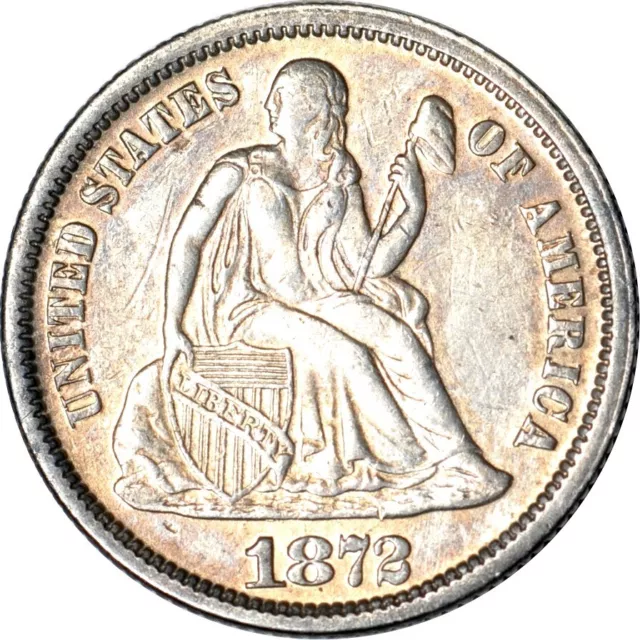 1872 10C Seated Liberty Dime AU(Scratch) K17237