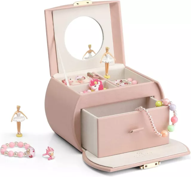 Vlando Musical Jewellery Box with Spinning Ballerina, Lockable Jewelry Case w...