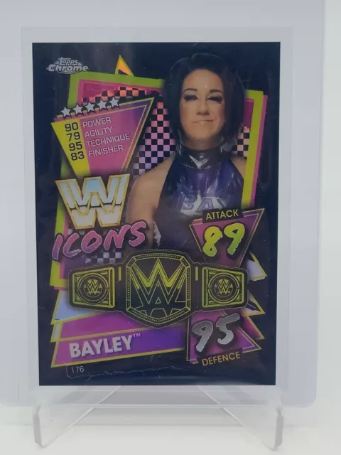 Bayley Topps WWE 2021 cromado Slam Attax negro refractor/10 #176 iconos SP