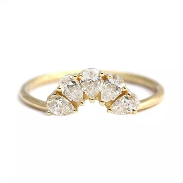 1.5ct Moissanite Engagement Ring Yellow Gold Plated Flower Petal