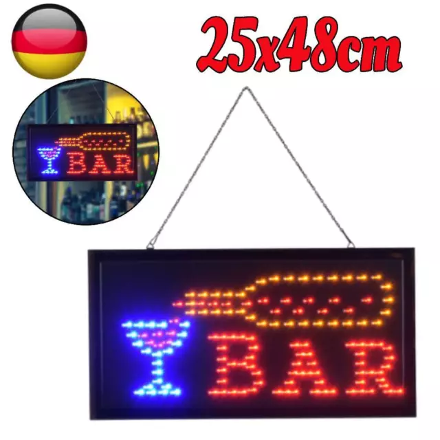 LED Leuchtschild Bar Reklame Leuchtschild Werbung Schild Display Deko DE NEU