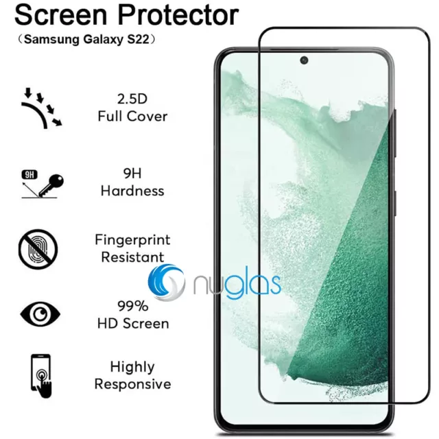 Screen Protector Nuglas 3D Full Cover Tempered Glass Samsung S22 Plus 5G Black