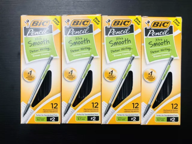 BIC Xtra-Life Mechanical Pencil, Clear Barrel, Medium Point 0.7mm 12-Count x4