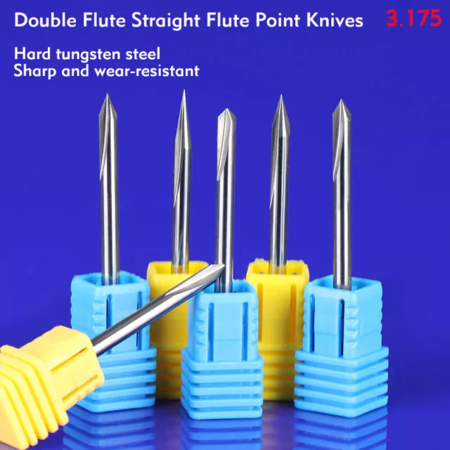 3.175mm Shank 2Flute V Shape Carbide End Mill Straight Engraver CNC Router Bits