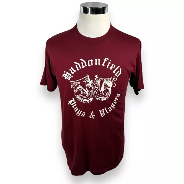 Haddonfield Plays & Players Theatre NJ Mens T-Shirt Vintage 80s USA Burgundy L