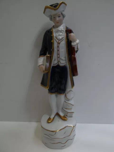 Vintage Porcelain Royal Dux Man With Violin Violinist Statue