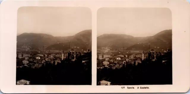 Italie, La Spezia, Panorama, Vintage print, ca.1900, Stéréo Tirage vintage, lége