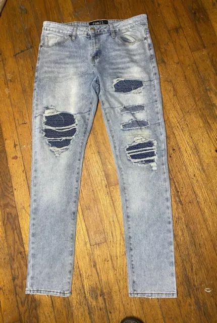 Rue 21 Men Supreme Flex  Ripped Skinny Light Jeans  Size 34