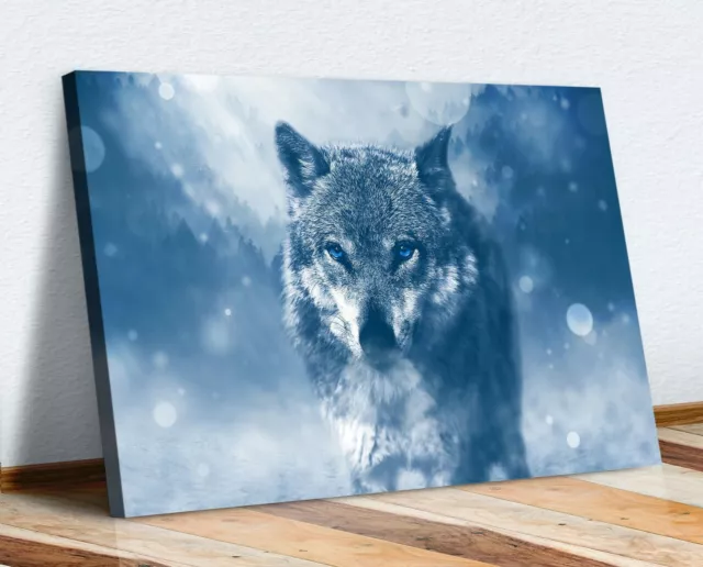 Lone Wolf Blue Loyalty Picture Canvas Wall Art Print Artwork Framed Poster