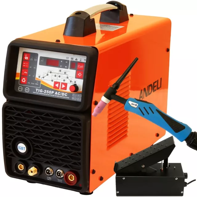 ANDELI 250amp AC DC Pulse TIG Welder Inverter Aluminium Welding Machine + Pedal