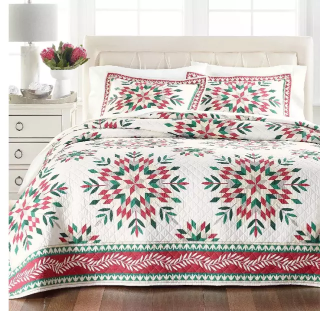 Martha Stewart Collection Holiday Snowflake Reversible  Red Full