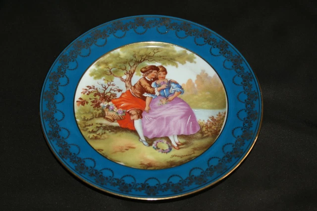 Broche En Laiton Torsadé Et Porcelaine De Limoges - Décor Romantique XXème Siècle, Occasion