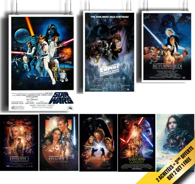STAR WARS Poster Film Vintage & Nouveau Luke Skywalker Dark Vador La Force Jedi