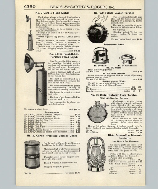 1940 PAPER AD Carbic Portable Acetylene Generator Flood Light Prest O Lite