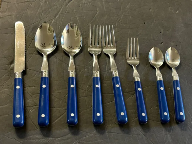 Vajilla de colección 8 piezas Le Prix azul acero inoxidable horquillas cuchillos