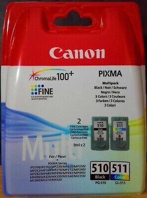 Canon Pg-510 + Cl-511 - 2972B010 Kit 2 Cartucce Originali Pixma Mp230 Mp240 Mp25