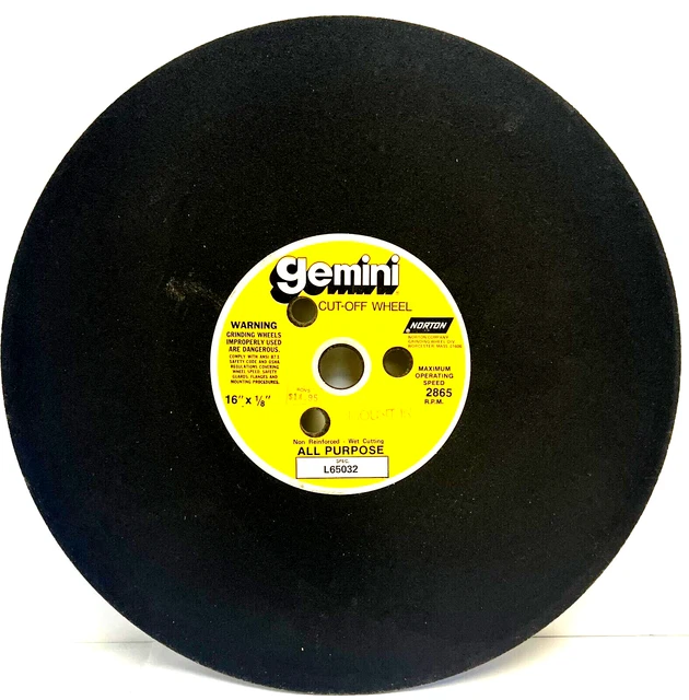16" x 1/8" x 1" HOLE NORTON CUT OFF WHEEL - NON-REINFORCED WET CUT ALL PURPOSE