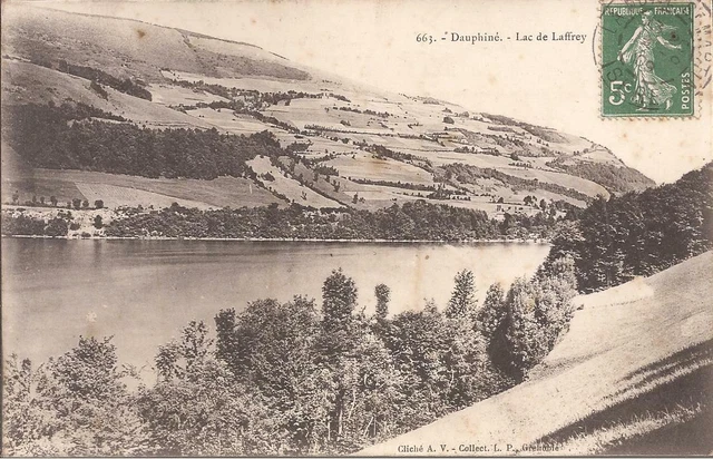 CPA LE LAC DE LAFFREY.... VUE GENERALE.....ECRITE.EN 1909 TBE (ref 48)