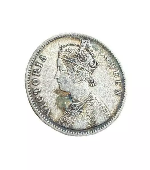 1862 British India Queen Victoria 1 One Rupee Silver Coin
