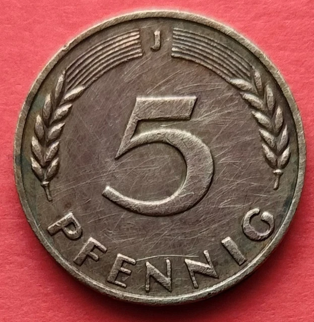 Moneta  Germania    5 Pfennig , del 1950  ,  circolata
