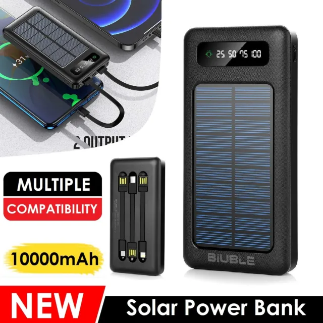 Portable Solar Power Bank 2USB Fast Charger Backup Battery Pack for Mobile Phone