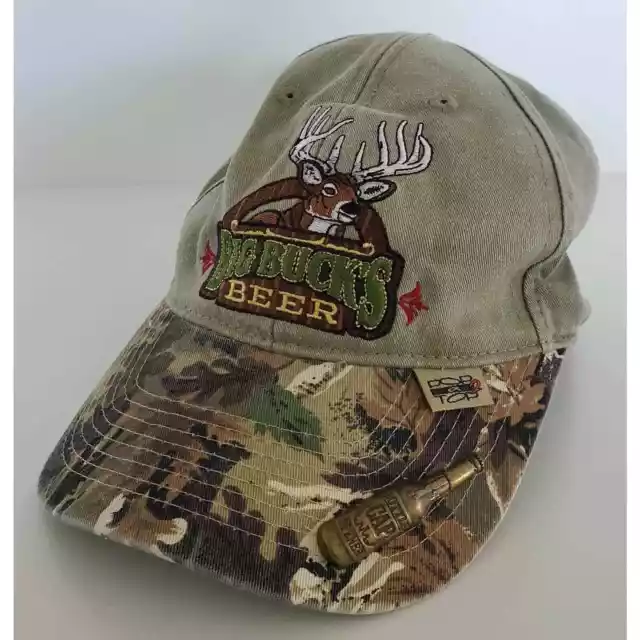 Big Bucks Beer Hat Green Camo Hunting Strap Back Bottle Opener Pop A Top Cap