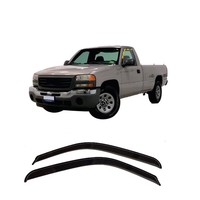 Rain Guards for GMC Sierra Regular Cab 1999-2006 (2PCs) Smoke Tinted Tape-On Sty