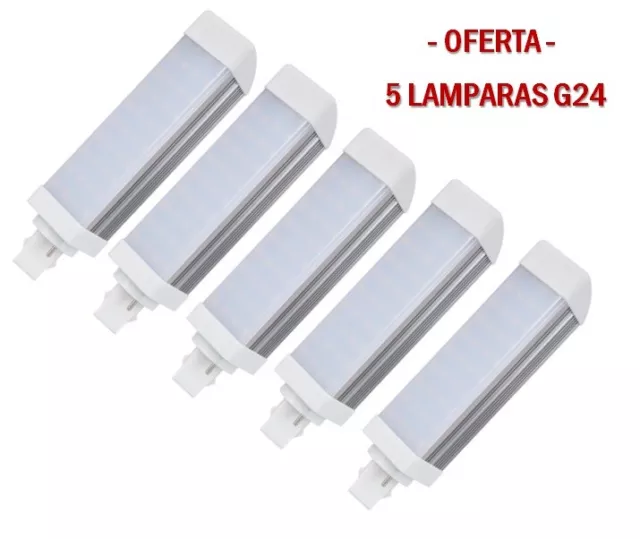 Oferta, Lote de 5 Lámparas Led Bajo Consumo  G24-2835 9W-10W