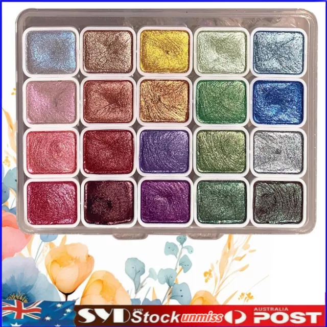 20Colors Glitter Metallic Pearl Solid Water Color Paint Set For Painting Lover