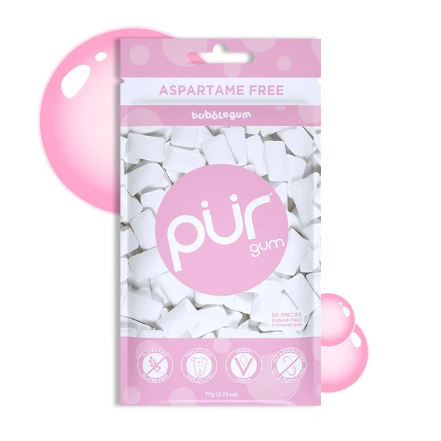 PUR GUM Sugar Free Chewing Gum 100 Xylitol Vegan, Aspartame Free