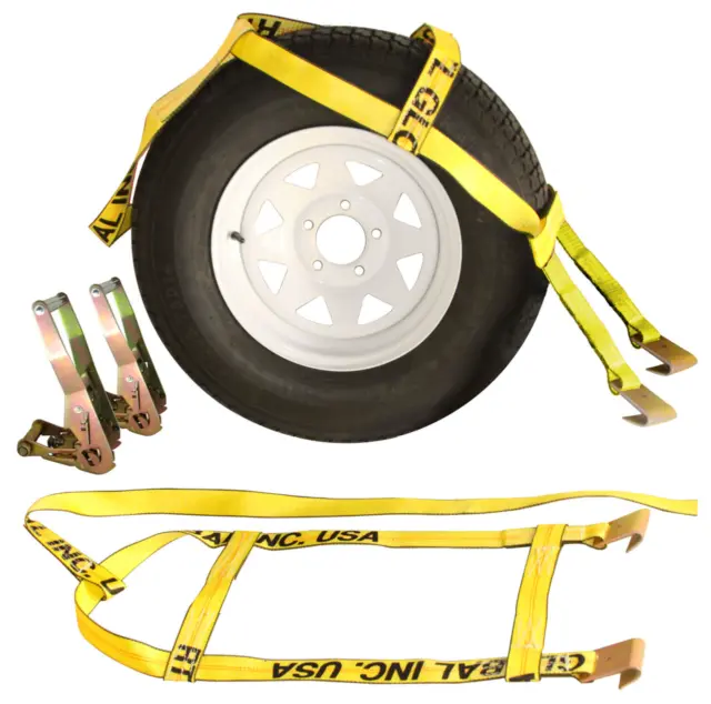 Tow Dolly Demco Wheel Basket Straps With 2" Ratchets for Tie Down Car Carrier