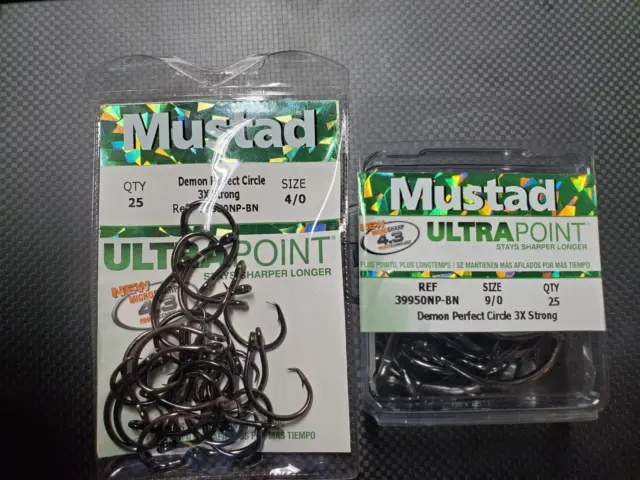 MUSTAD ULTRAPOINT 39941 BN (39941BLN) 2X DEMON PERFECT CIRCLE HOOK 50 Pack  6/0