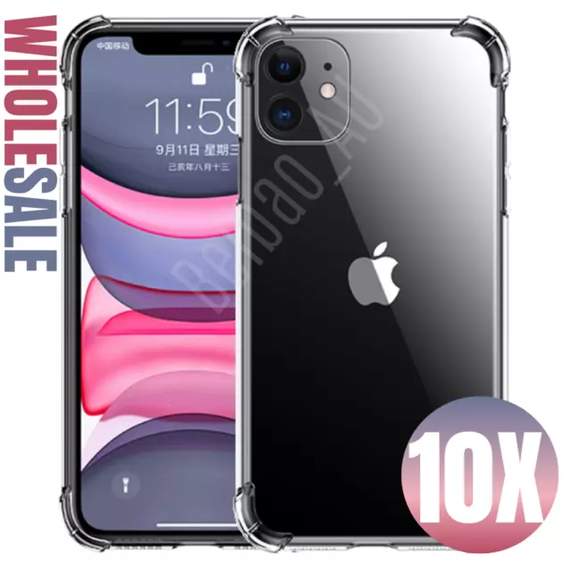 Wholesale Bulk Lot of 10 Clear Case Cover For iPhone 12 11 Pro Max XR X 8 7 Plus