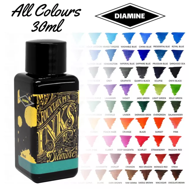 Diamine Bottled Ink 30ml For Fountain Pens - Full Range - Uk