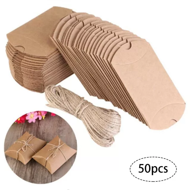 Bonbon Boite 50PCS Cadeau Fête Faveurs Papier Kraft Emballage Mariage Durable