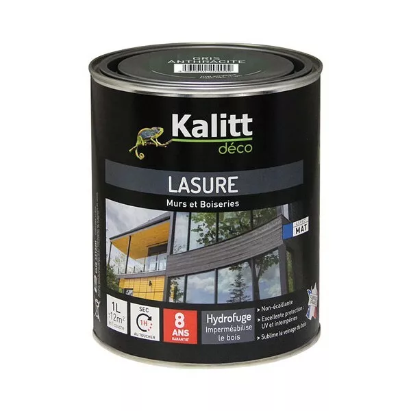 KALITT - Kalitt Lasure 8 ans les modernes gris anthracite acrylique 1L