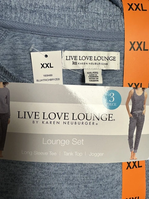 Karen Neuburger Live Love Lounge 3 piece Pajama Set - Blue Heather - New  XXL