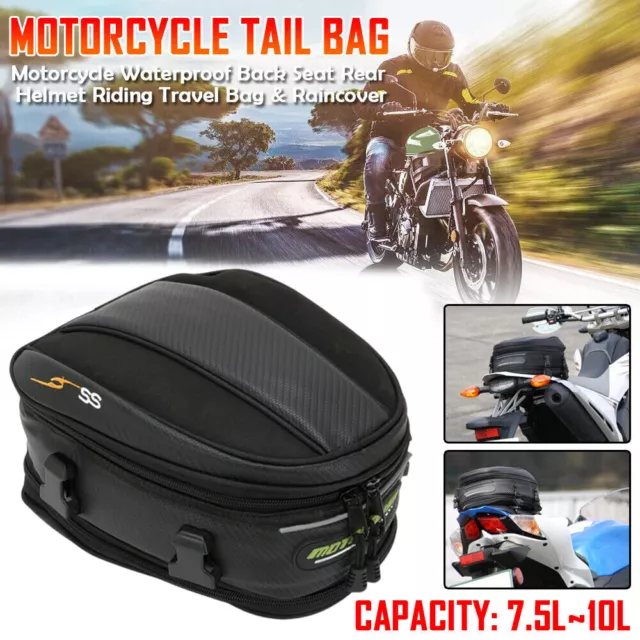 Black Motorcycle Tail Bag Waterproof Luggage Bag Seat Bag Motorbike Saddle Bags