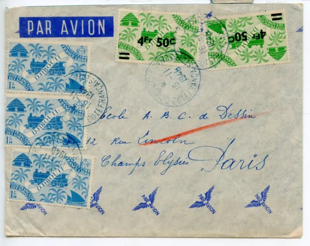 Par Avion Air Mail / Lettre Enveloppe Somalis Djibouti Pour Paris 1948