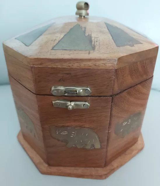 Caja De Madera Octogonal Elefante