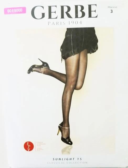 Collants GERBE Sun Satin 9 - Taille 3 Marine, Très Transparent, Sculptant