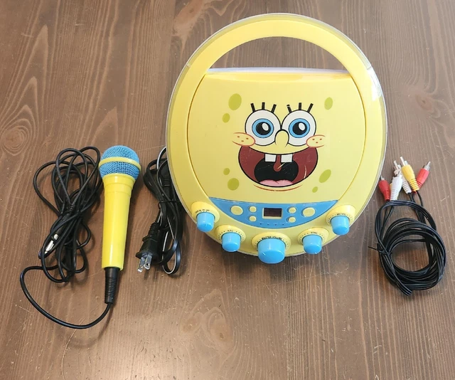 Spongebob Disco Lights Karaoke Machine And CD Player With Microphone TESTED Rare