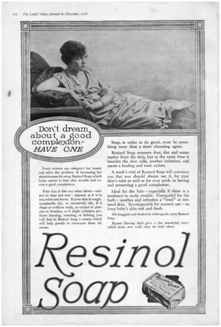 1918 Resinol Soap Antique Print Ad WWI Era Have A Good Complexion